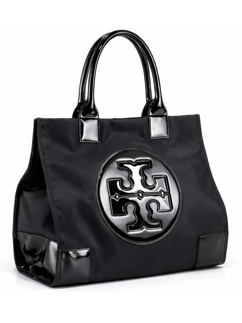 Tory Burch Ella black nylon & leather large tote